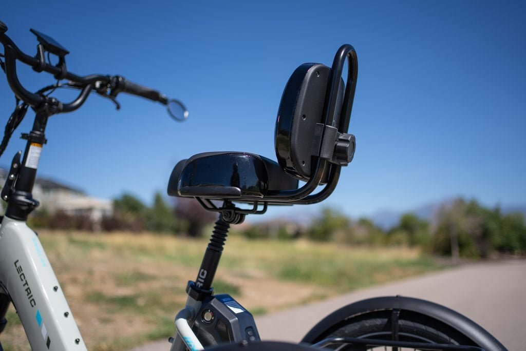 Lectric XP Trike 2 Review: A 750W Electric Trike Built for Stability 3 Wide cushioned saddle and backrest on the Lectric XP Trike 2