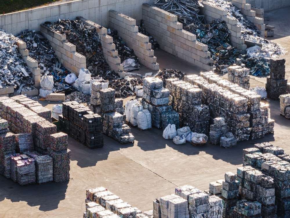 An industrial waste sorting area.