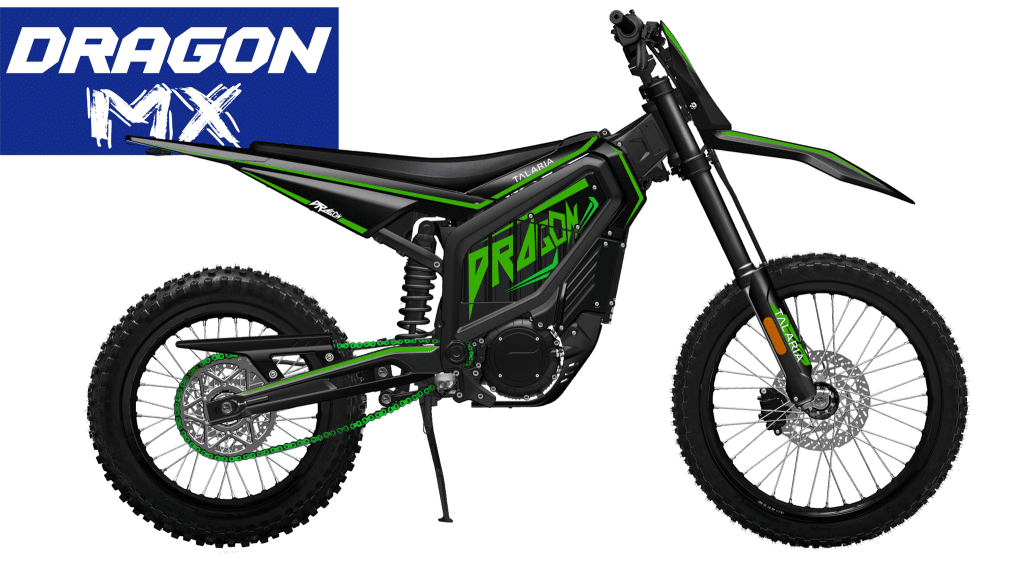 Talaria Dragon MX electric dirt bike shown from the side, manufacturer product image