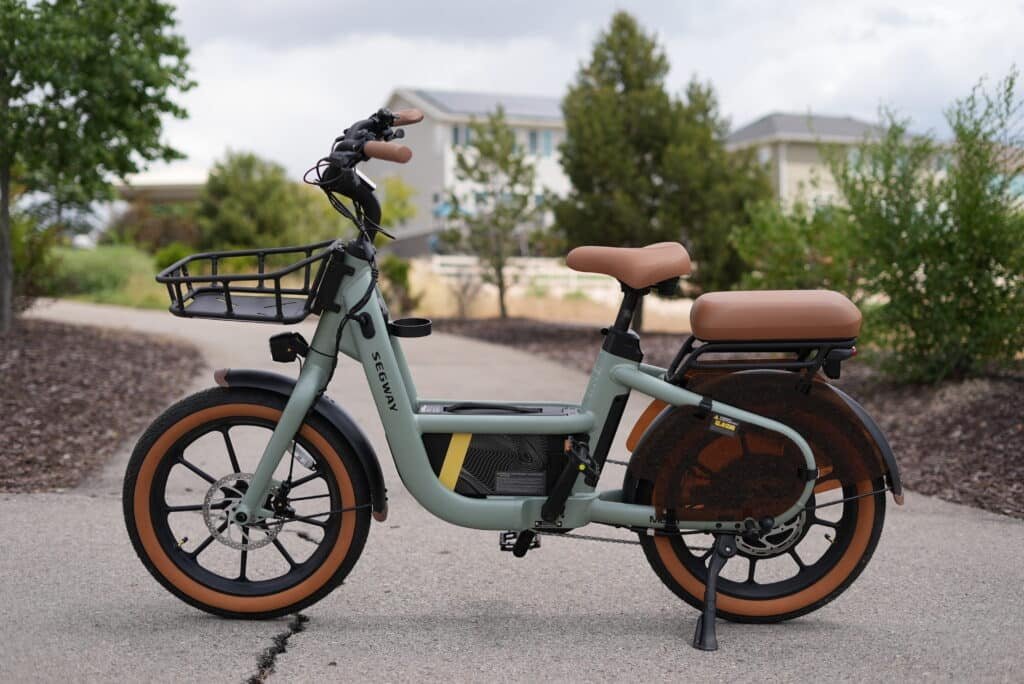 Segway MUXI mini cargo ebike during RiderGuide testing