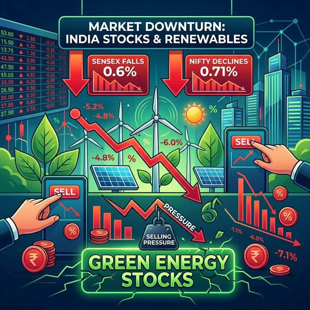 Green energy stocks decline as market indexes fall