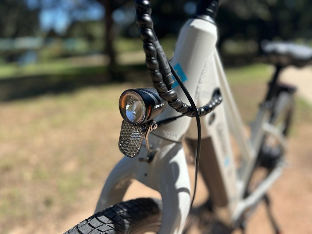 Lectric XPress Lite 90-lumen headlight with amber side lights