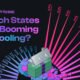 Part of a radial bar chart showing housing market price changes by state with the text "House Prices: Which States Are Booming or Cooling?"
