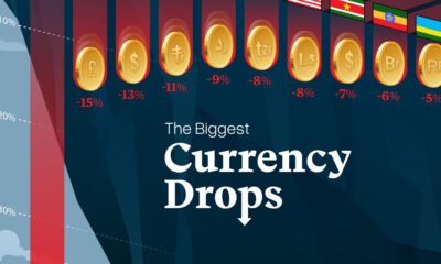 A cut-off view of coins falling off a cliff with the text "the biggest currency drops".