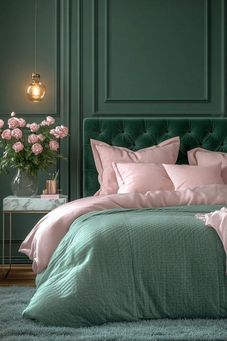 29 Green and Pink Bedroom Ideas for a Chic and Trendy Vibe 13 | Pink bedroom, Pink bedrooms, Pink green bedrooms