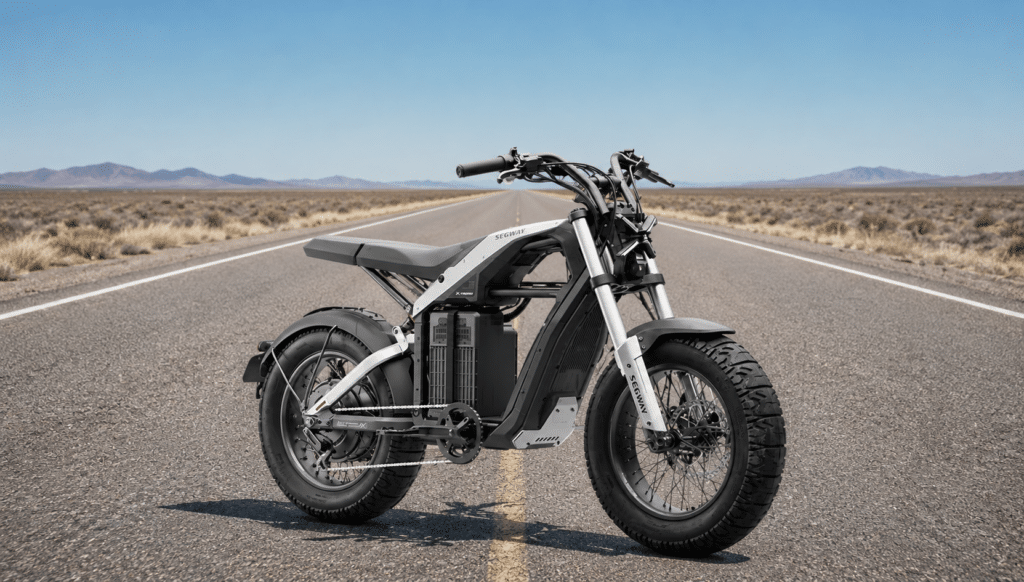 Segway Xyber electric bike on a desert road