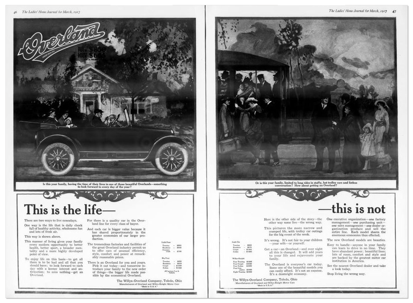 Ad comparing driving in a car versus riding a trolley