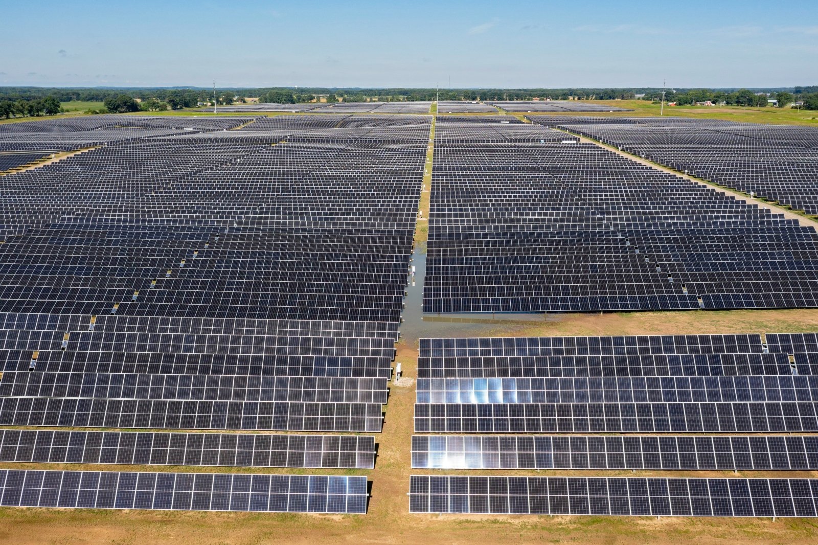 The Cereal City Solar project, a 100-megawatt solar farm in Marshall, Michigan. The state legislature passed a law in 2023 giving the state government more jurisdiction over solar siting.