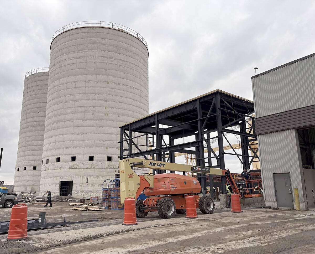 Two new silos and truck pits at the Parrish and Heimbecker Hamilton terminal increased holding capacity and ship loading efficiency. Photo: Diana Martin