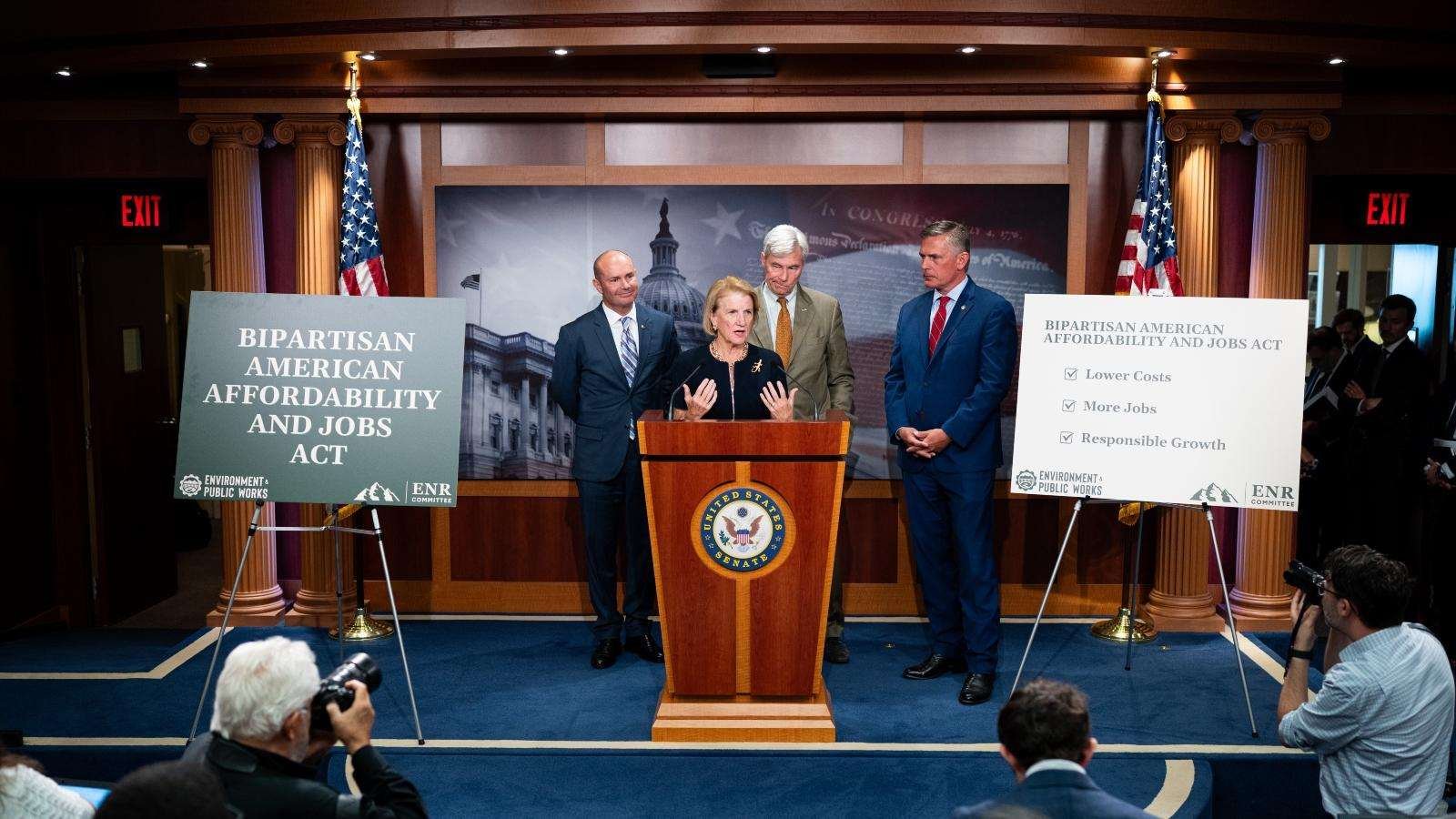 Senators Mike Lee, Shelley Moore Capito, Sheldon Whitehouse, and Martin Heinrich hold a news conference on the Bipartisan American Affordability and Jobs Act.