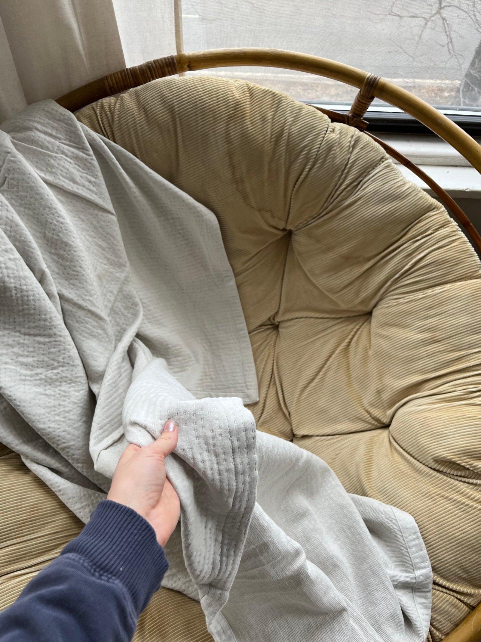 The organic Matelassé blanket from Under the canopy in the author's home. 